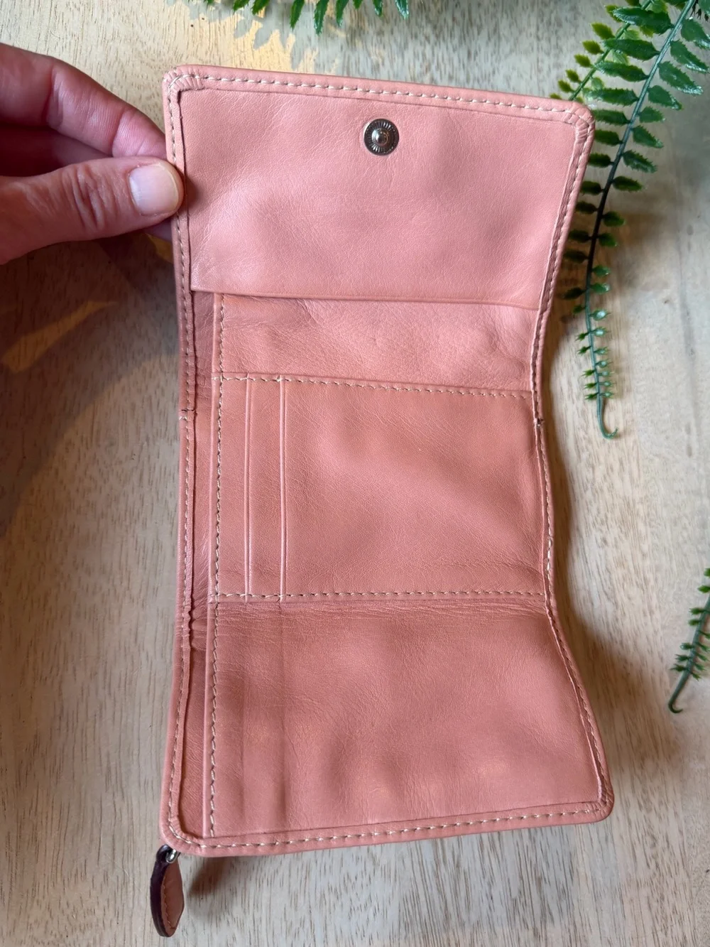 FOSSIL Leather Pink Flap Wallet Never Used Super soft - some marks